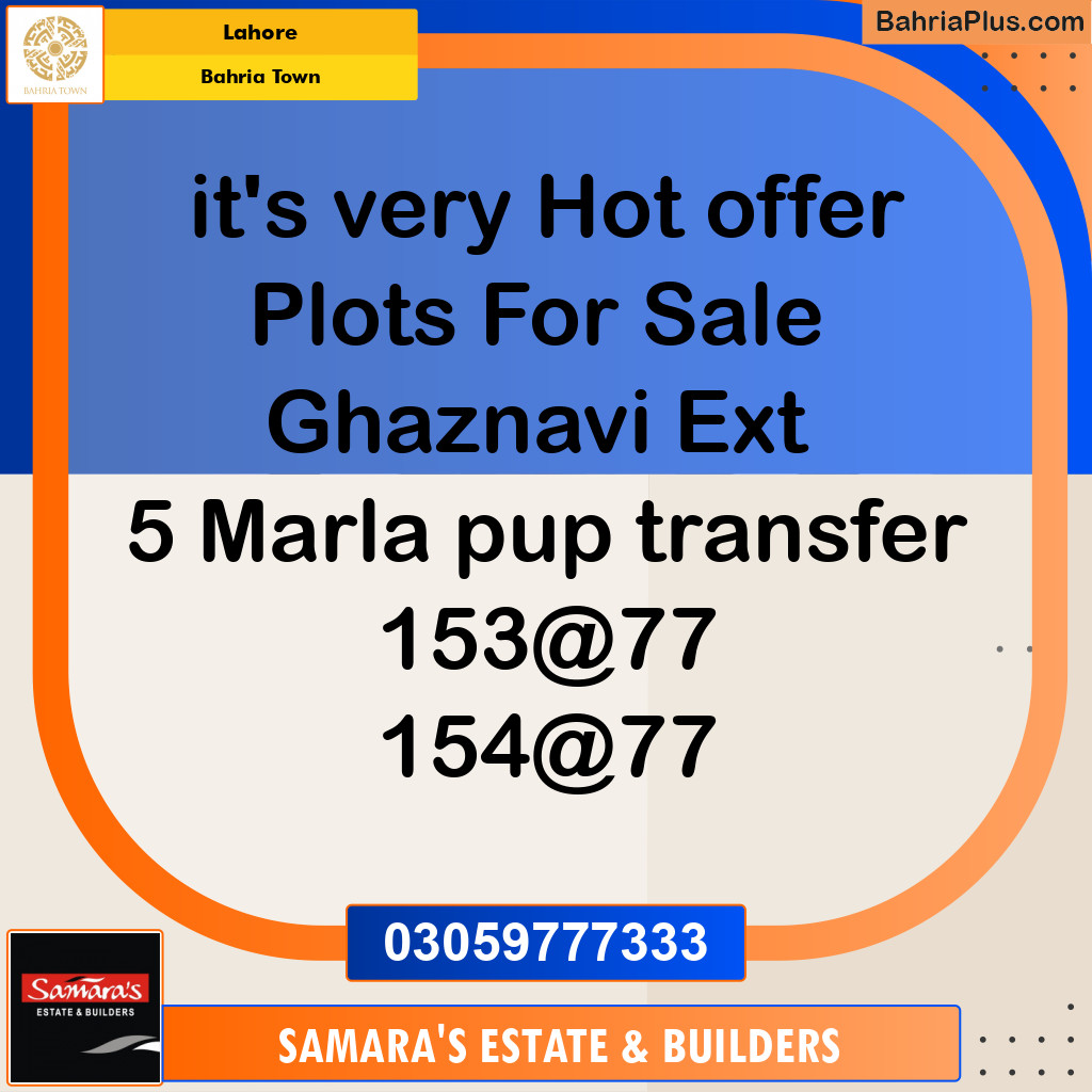 Residential Plot for Sale in Sector F - Ghaznavi Ext. Block -  Bahria Town, Lahore - (BP-174029)