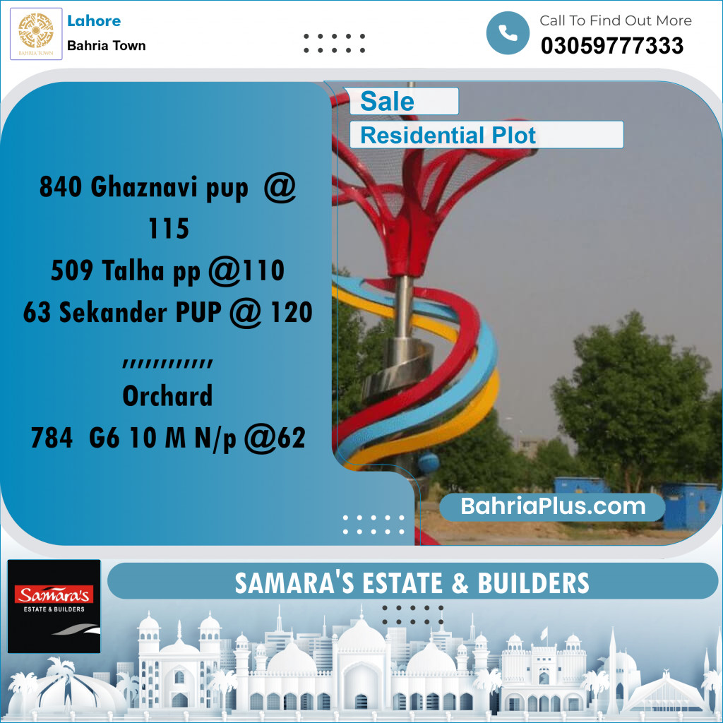 Residential Plot for Sale in Sector F - Ghaznavi Block -  Bahria Town, Lahore - (BP-174035)