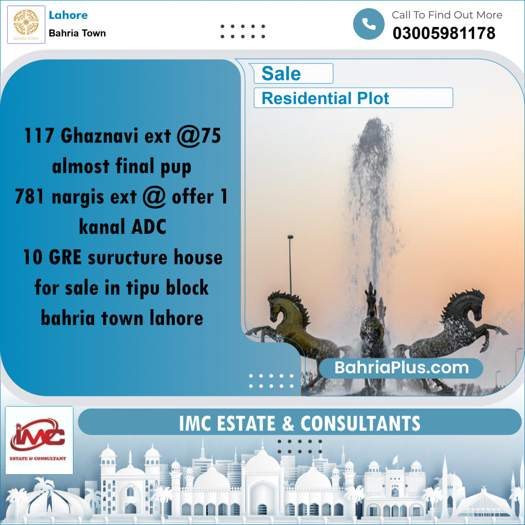 Residential Plot for Sale in Sector F - Ghaznavi Ext. Block -  Bahria Town, Lahore - (BP-174065)