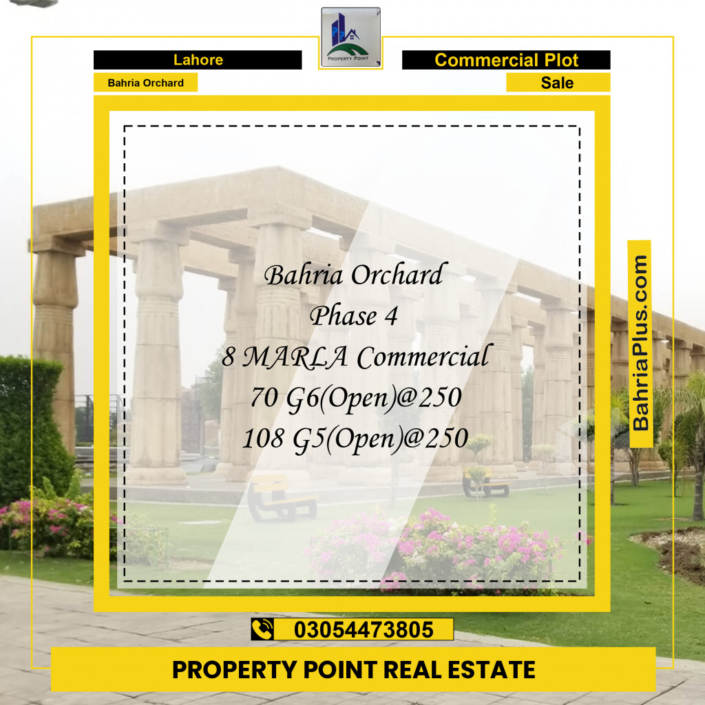 Commercial Plot for Sale in Phase 4 - G6 Block -  Bahria Orchard, Lahore - (BP-174087)