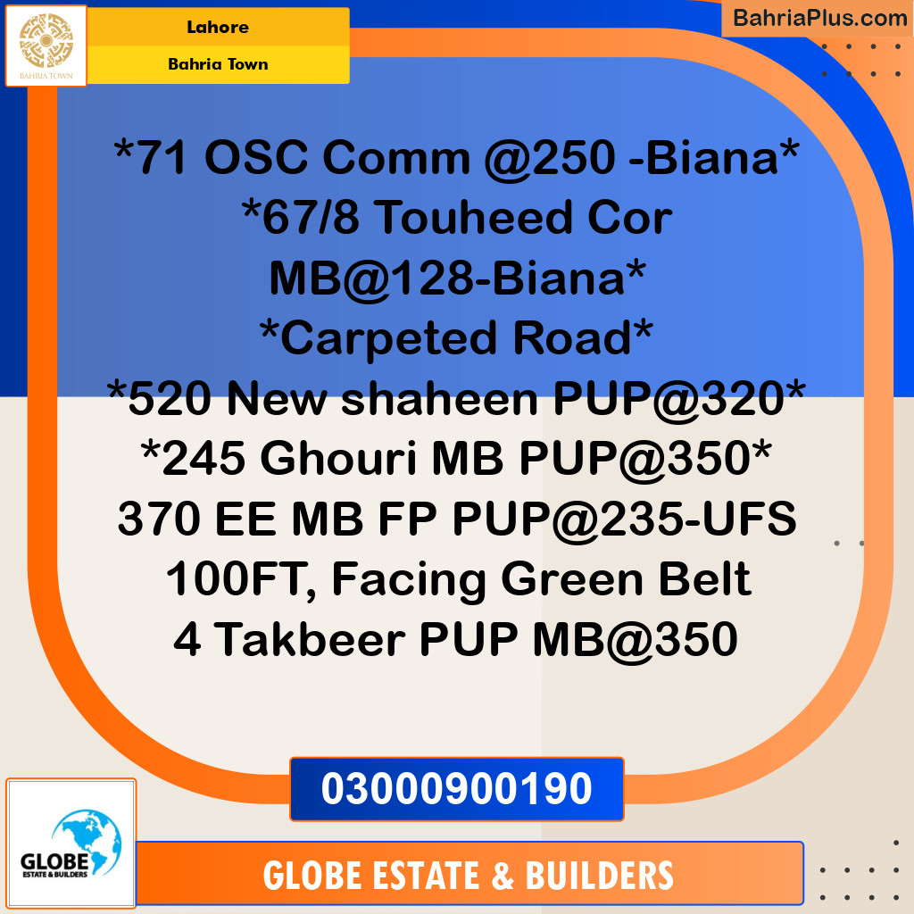 Residential Plot for Sale in Overseas C Commercial -  Bahria Town, Lahore - (BP-174091)