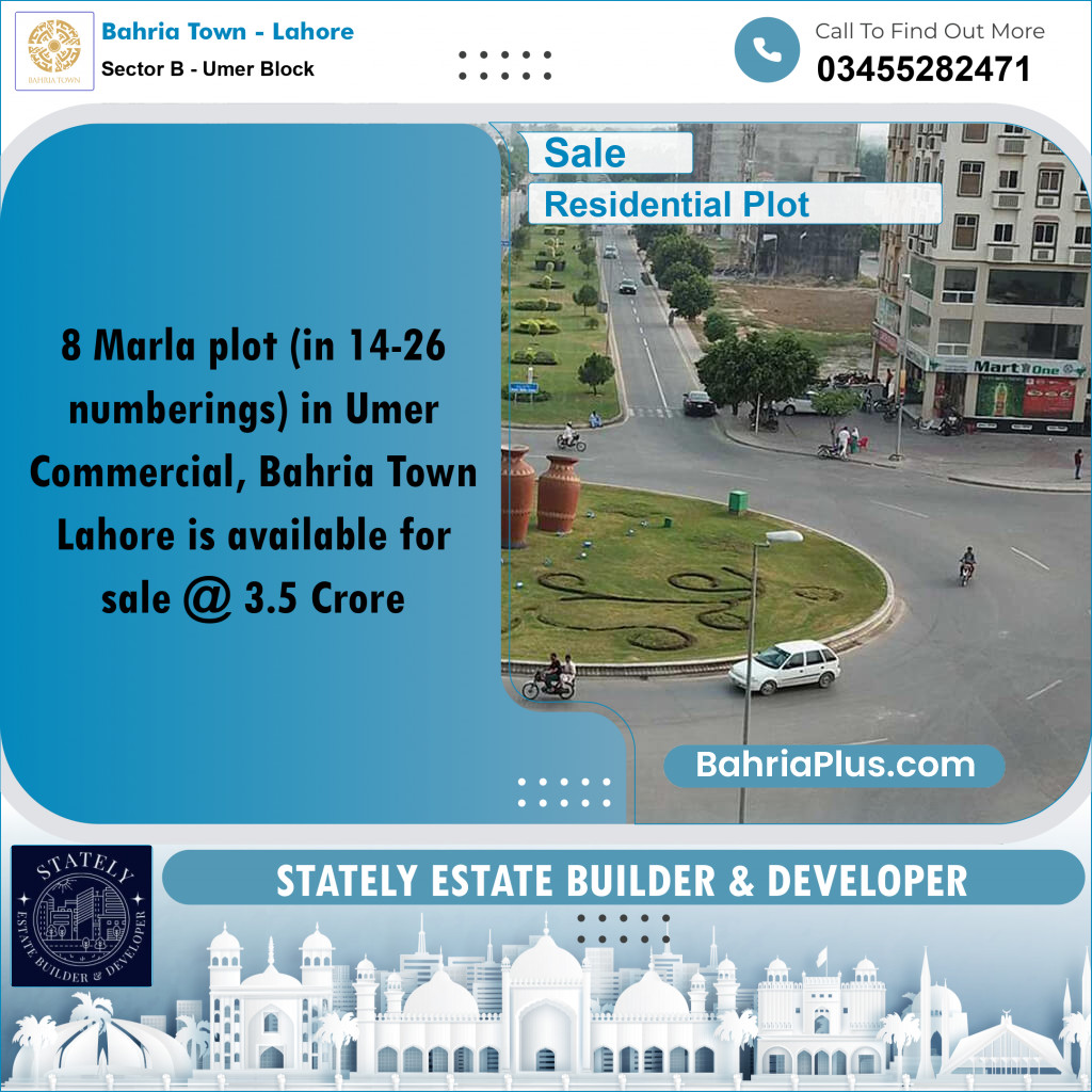 Residential Plot for Sale in Sector B - Umer Block - Bahria Town, Lahore - (BP-174107)