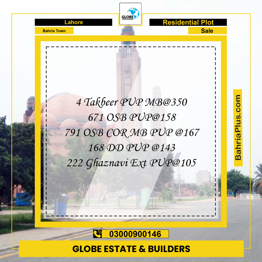 Residential Plot for Sale in Sector B - Takbeer Block - Bahria Town, Lahore - (BP-174113)