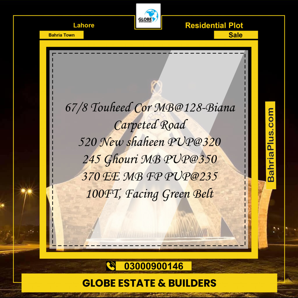 Residential Plot for Sale in Sector F - Tauheed Block -  Bahria Town, Lahore - (BP-174118)