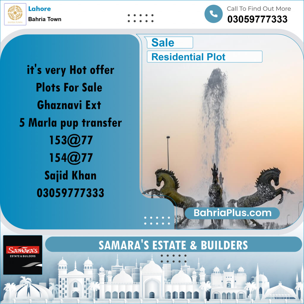 Residential Plot for Sale in Sector F - Ghaznavi Ext. Block - Bahria Town, Lahore - (BP-174182)