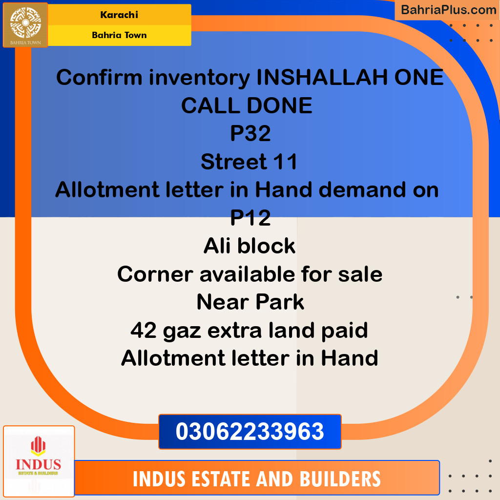 250 Sq. Yards Residential Plot for Sale in Precinct 32 -  Bahria Town, Karachi - (BP-174202)