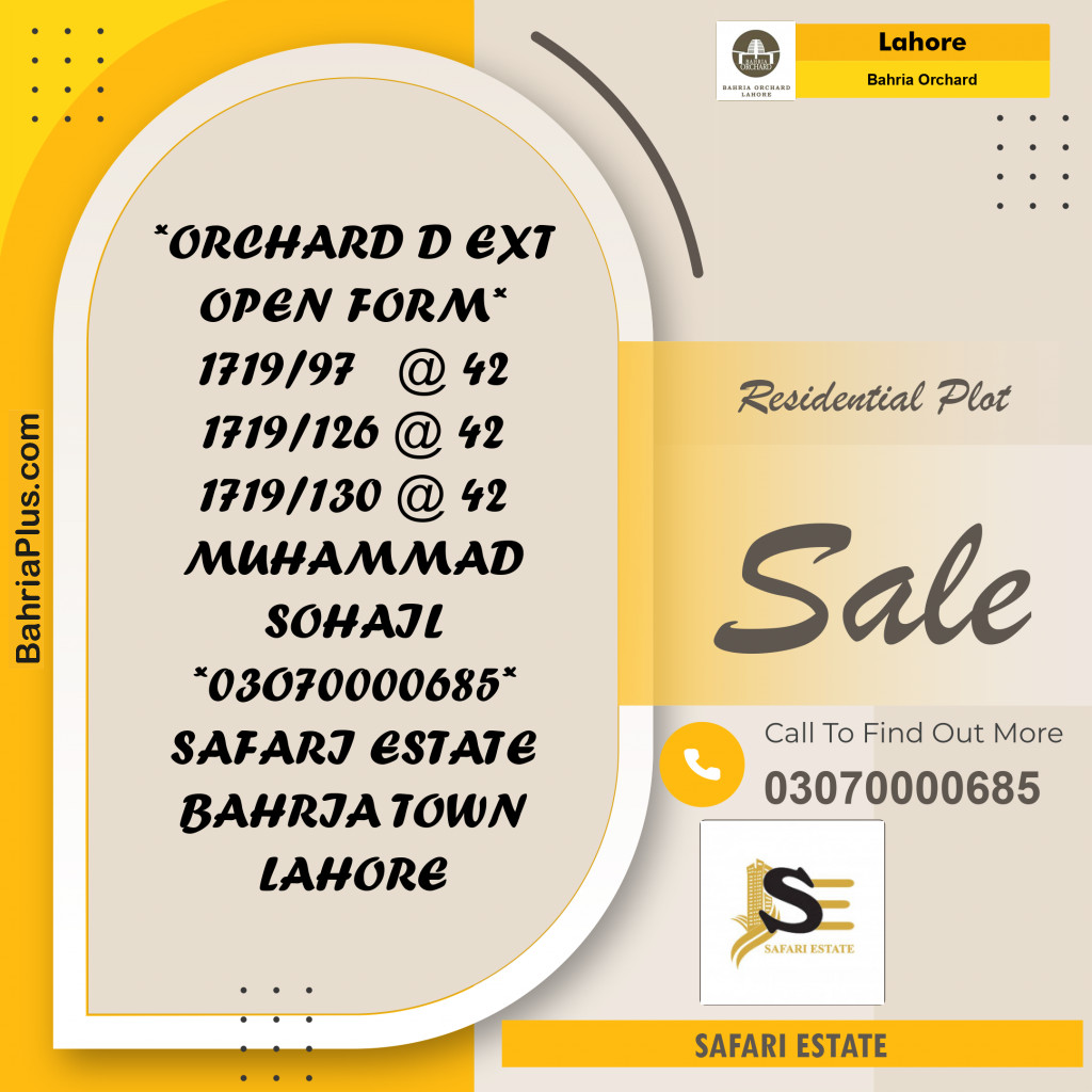 Residential Plot for Sale in Bahria Orchard, Lahore - (BP-174232)