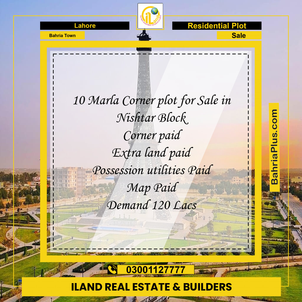 Residential Plot for Sale in Sector E - Nishtar Block - Bahria Town, Lahore - (BP-174267)