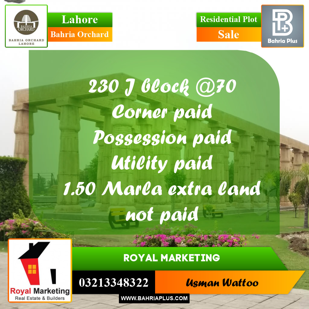 Residential Plot for Sale in Phase 2 - J Block - Bahria Orchard, Lahore - (BP-174281)