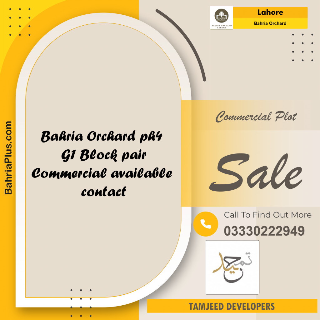 Commercial Plot for Sale in Phase 4 - G1 Block -  Bahria Orchard, Lahore - (BP-174286)