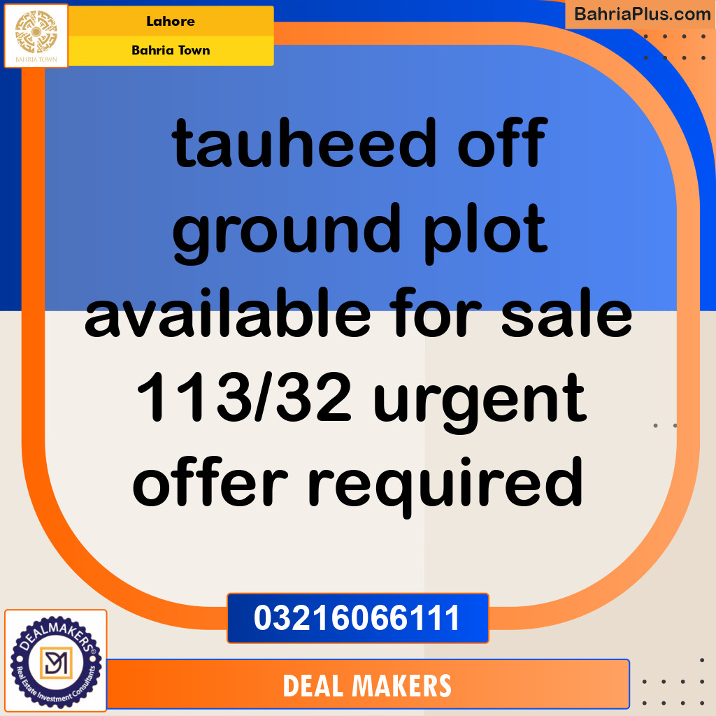 Residential Plot for Sale in Sector F - Tauheed Block -  Bahria Town, Lahore - (BP-174293)