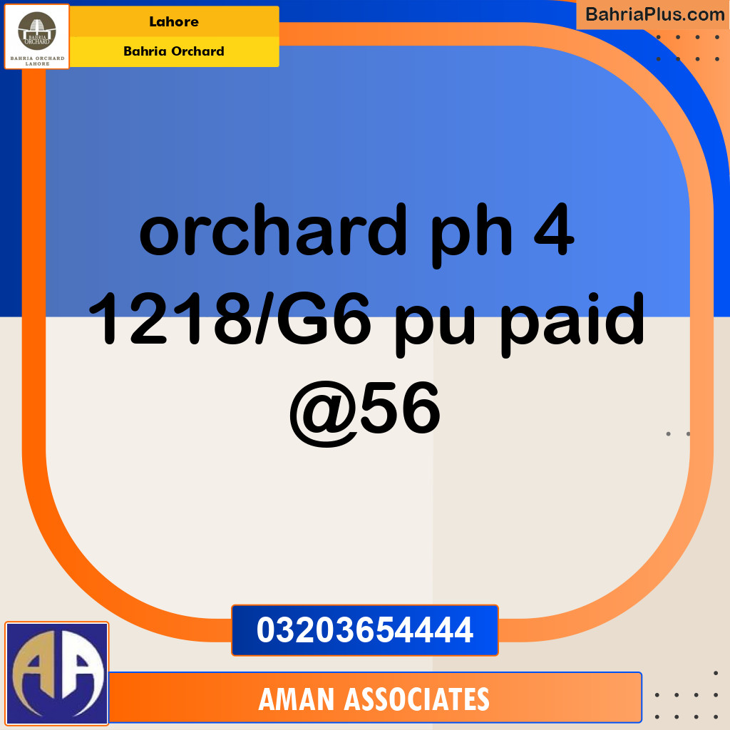 Residential Plot for Sale in Phase 4 - G6 Block -  Bahria Orchard, Lahore - (BP-174306)