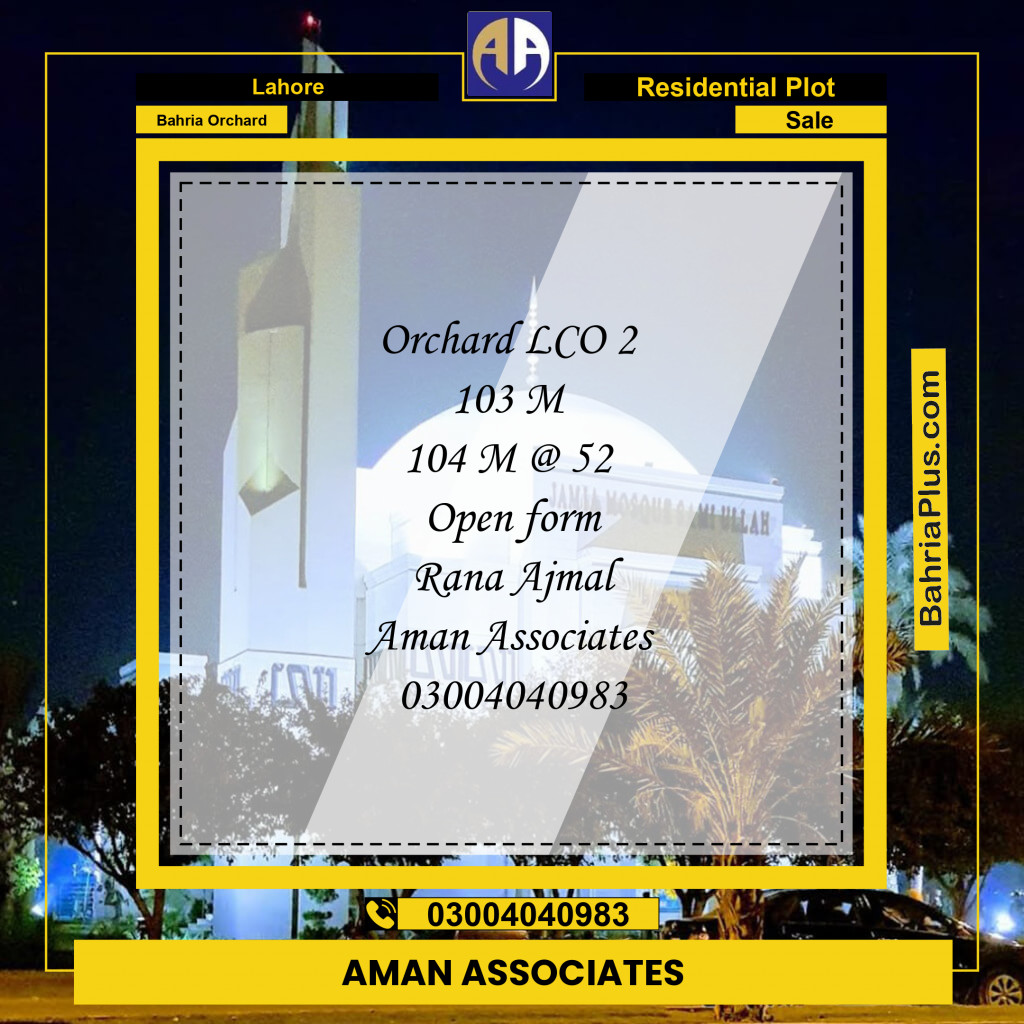 Residential Plot for Sale in Bahria Orchard, Lahore - (BP-174311)