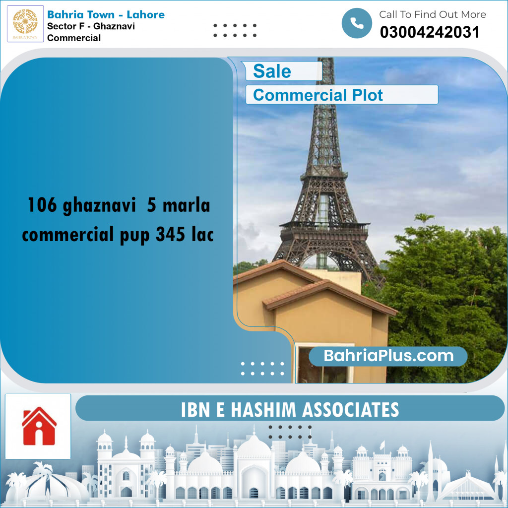 Commercial Plot for Sale in Sector F - Ghaznavi Commercial - Bahria Town, Lahore - (BP-174329)