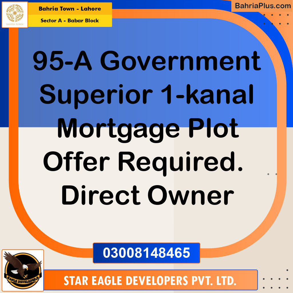 Residential Plot for Sale in Sector A - Babar Block -  Bahria Town, Lahore - (BP-174355)