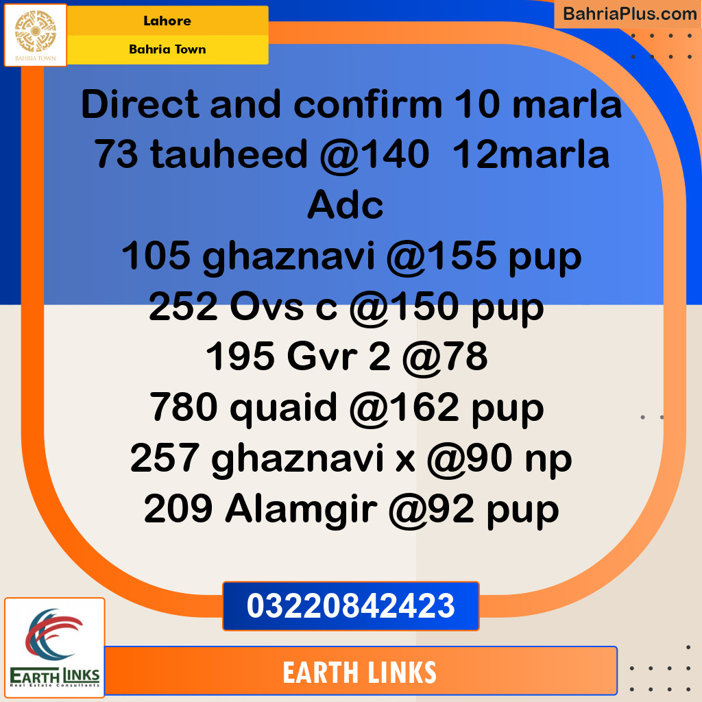 Residential Plot for Sale in Sector F - Tauheed Block -  Bahria Town, Lahore - (BP-174386)