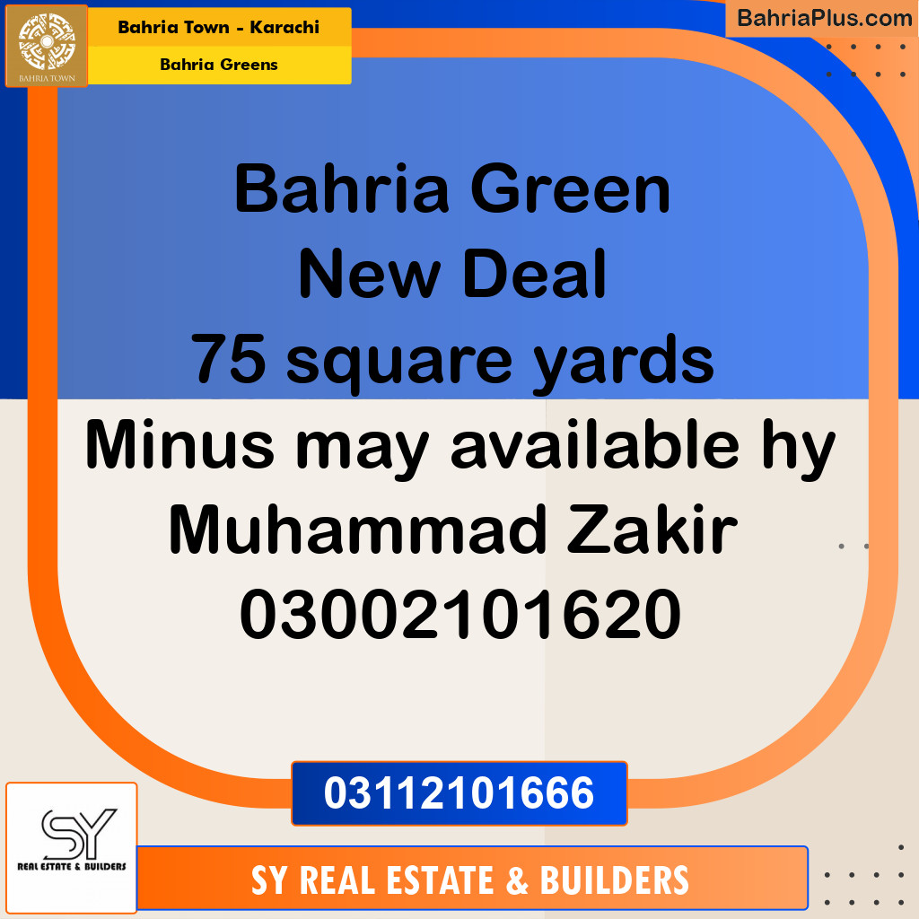 75 Sq. Yards Residential Plot for Sale in Bahria Greens - Bahria Town, Karachi - (BP-174387)