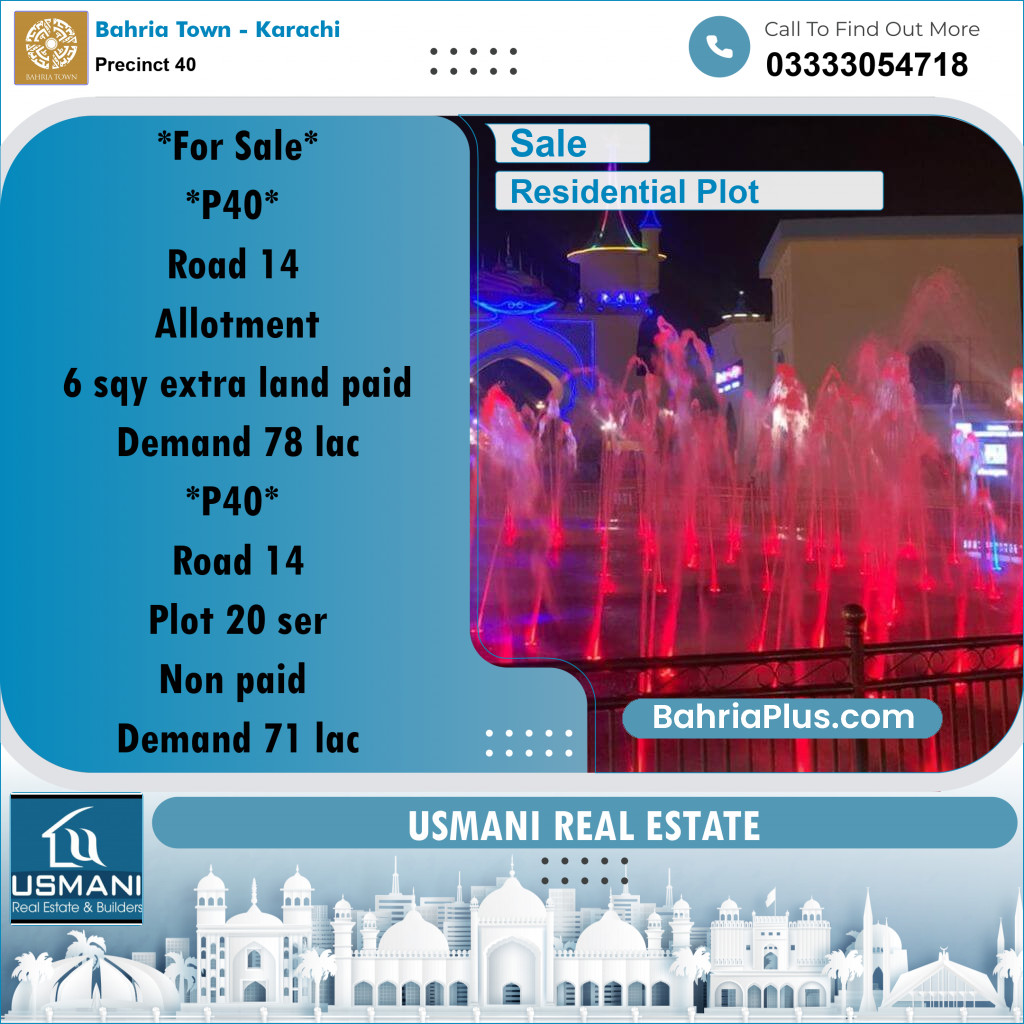 Residential Plot for Sale in Precinct 40 -  Bahria Town, Karachi - (BP-174401)