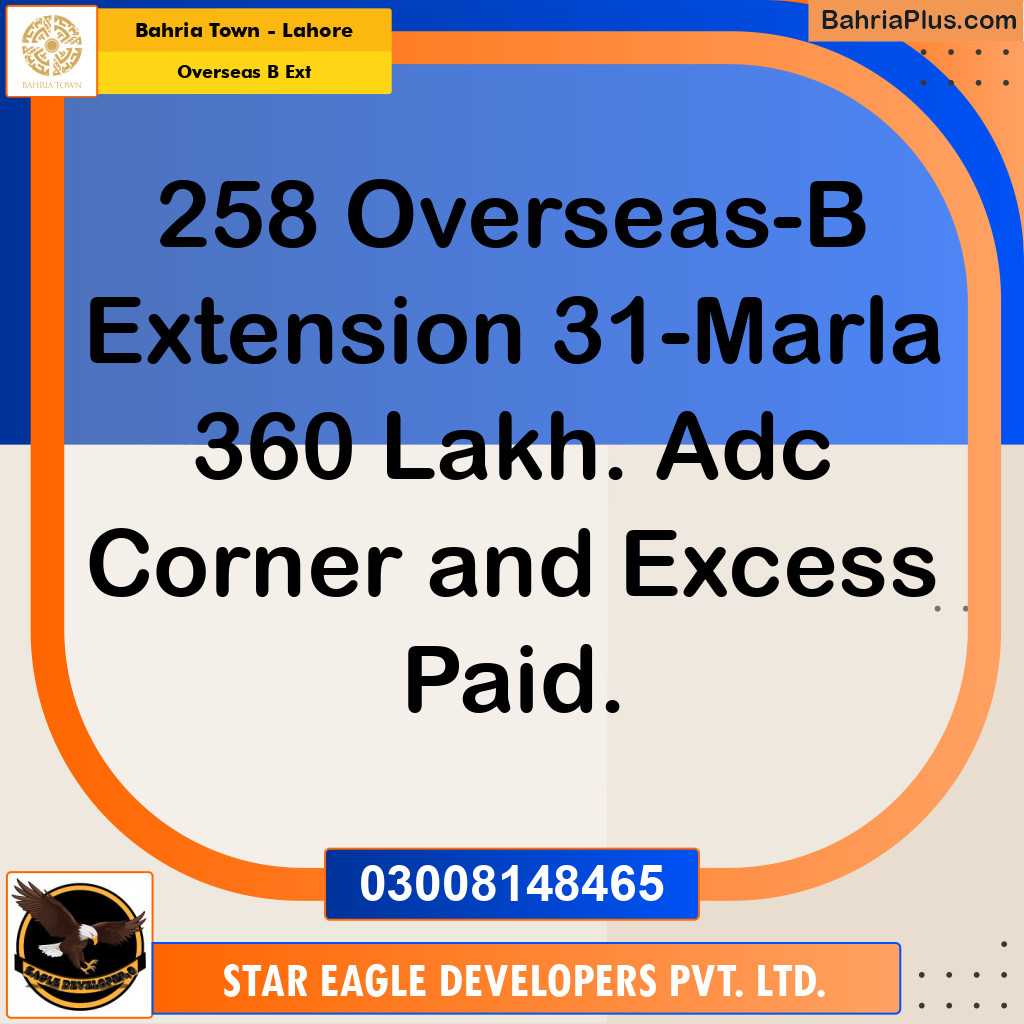 Residential Plot for Sale in Overseas B Ext -  Bahria Town, Lahore - (BP-174451)