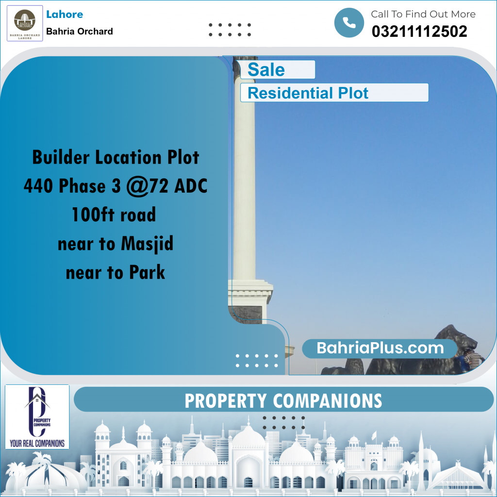Residential Plot for Sale in Phase 3 -  Bahria Orchard, Lahore - (BP-174509)