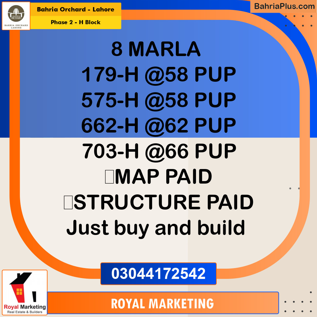 Residential Plot for Sale in Phase 2 - H Block -  Bahria Orchard, Lahore - (BP-174535)