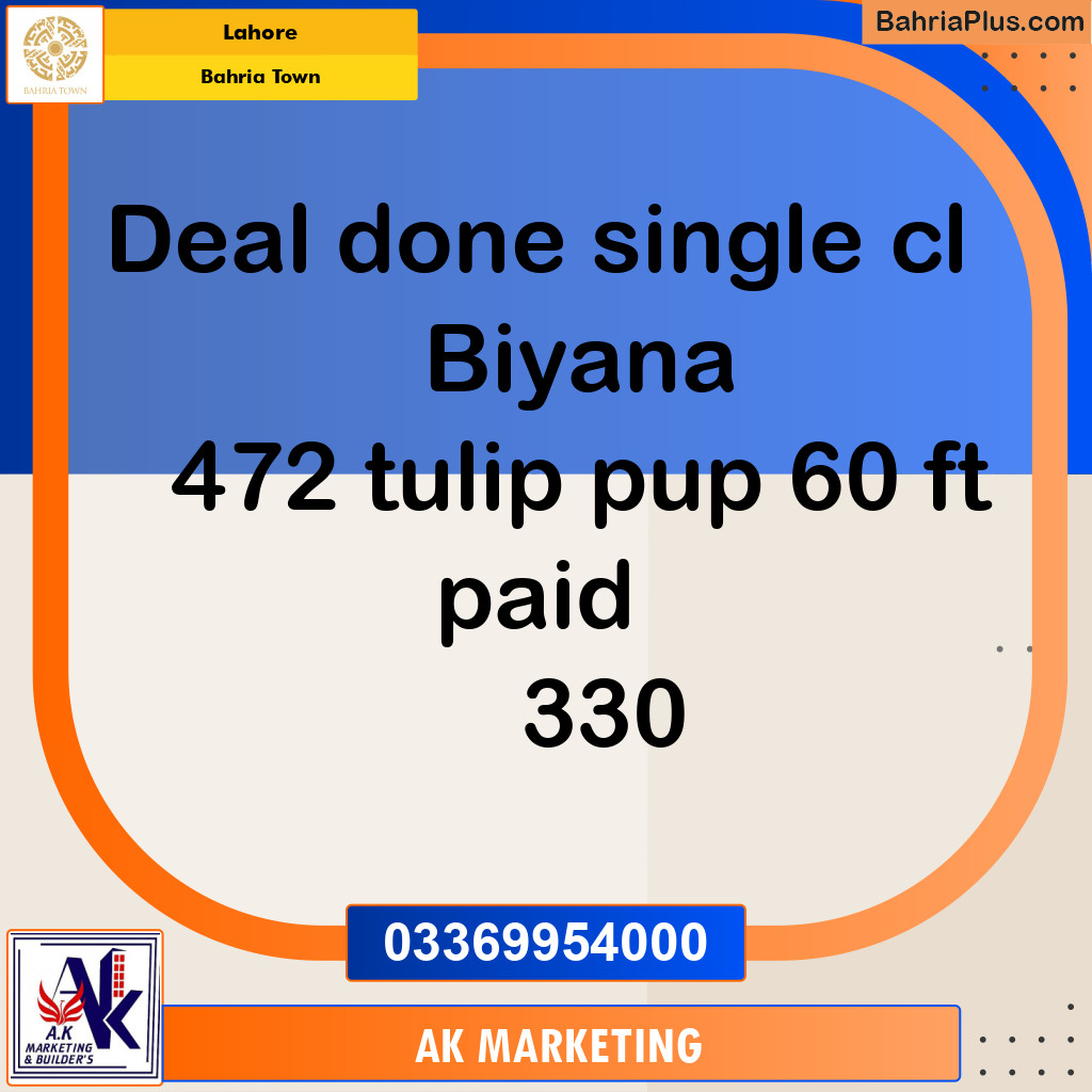 Residential Plot for Sale in Sector C - Tulip Block -  Bahria Town, Lahore - (BP-174544)