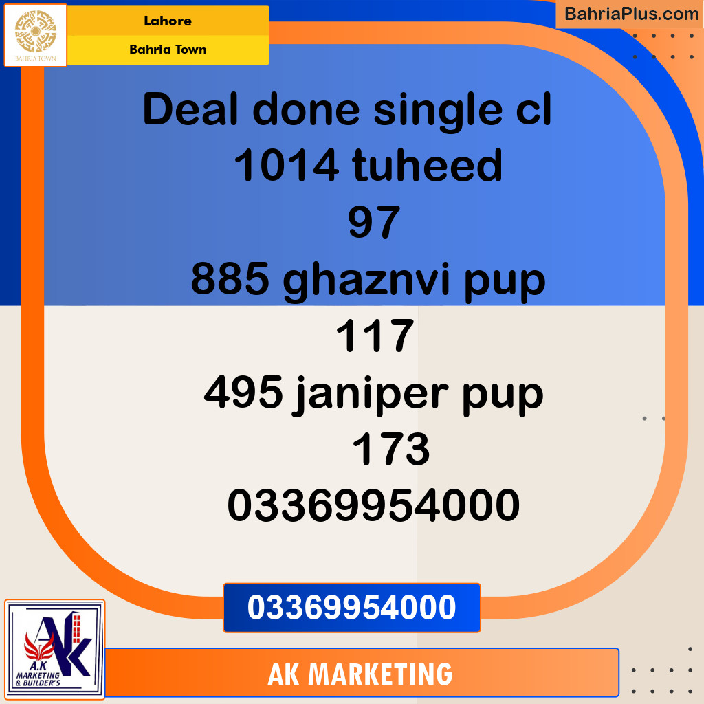 Residential Plot for Sale in Sector F - Tauheed Block -  Bahria Town, Lahore - (BP-174545)