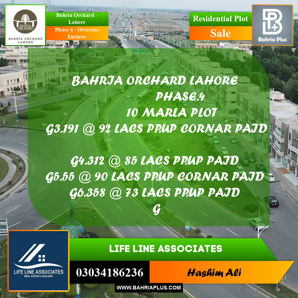 Residential Plot for Sale in Phase 4 - Overseas Enclave - Bahria Orchard, Lahore - (BP-174550)