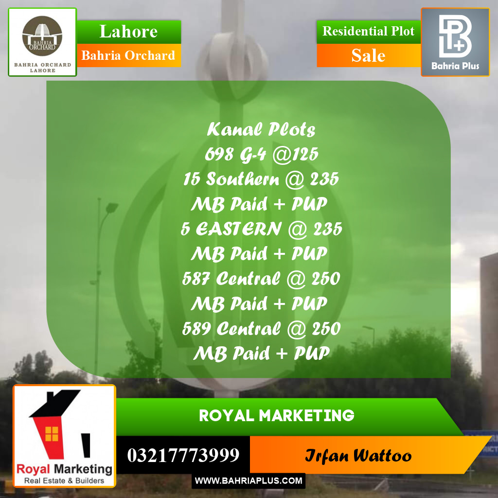 Residential Plot for Sale in Phase 1 - Southern District -  Bahria Orchard, Lahore - (BP-174553)