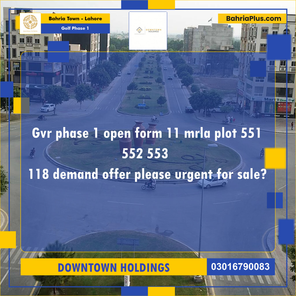 Residential Plot for Sale in Golf Phase 1 - Bahria Town, Lahore - (BP-174578)