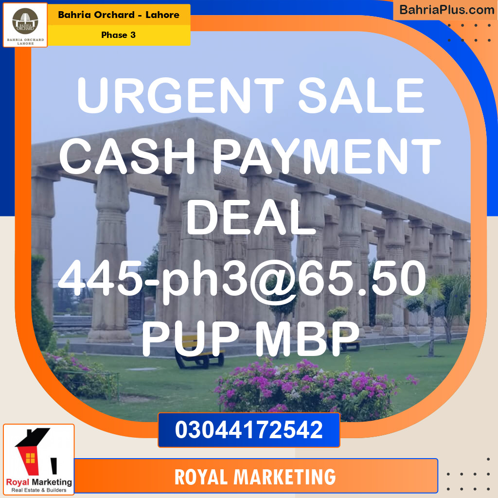 Residential Plot for Sale in Phase 3 -  Bahria Orchard, Lahore - (BP-174609)