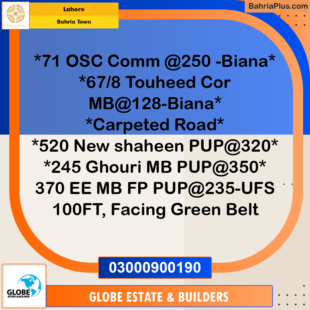 Residential Plot for Sale in Overseas C Commercial -  Bahria Town, Lahore - (BP-174623)