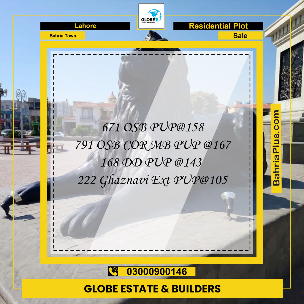 Residential Plot for Sale in Overseas B - Bahria Town, Lahore - (BP-174627)