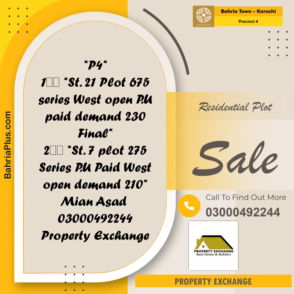 500 Sq. Yards Residential Plot for Sale in Precinct 4 -  Bahria Town, Karachi - (BP-174649)