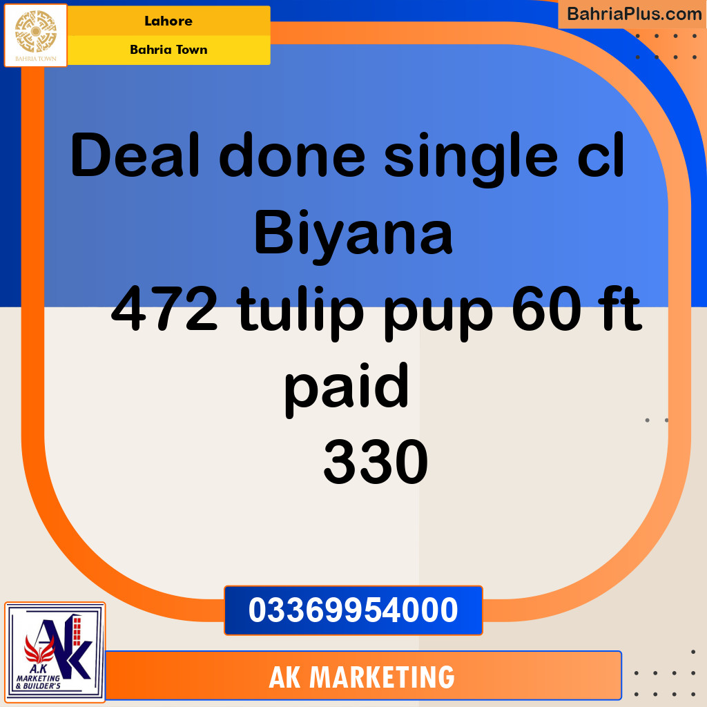 Residential Plot for Sale in Sector C - Tulip Block -  Bahria Town, Lahore - (BP-174671)