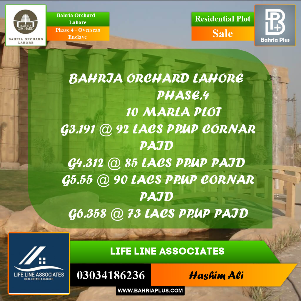 Residential Plot for Sale in Phase 4 - Overseas Enclave -  Bahria Orchard, Lahore - (BP-174698)