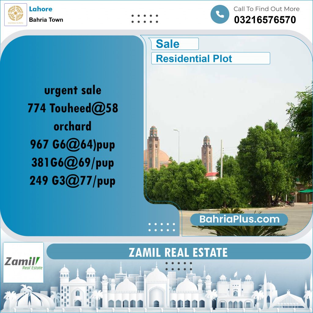 Residential Plot for Sale in Sector F - Tauheed Block -  Bahria Town, Lahore - (BP-174743)
