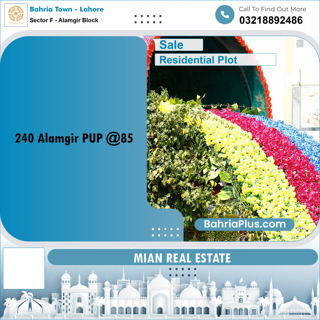 Residential Plot for Sale in Sector F - Alamgir Block -  Bahria Town, Lahore - (BP-174783)