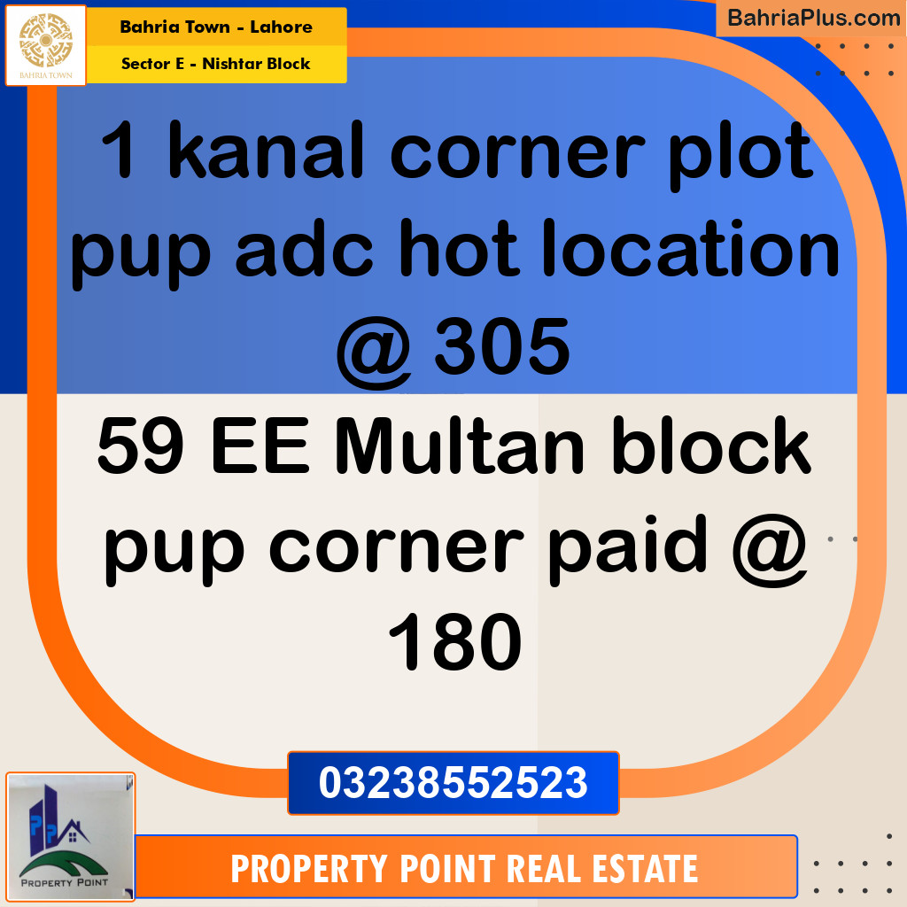 Residential Plot for Sale in Sector E - Nishtar Block -  Bahria Town, Lahore - (BP-174785)