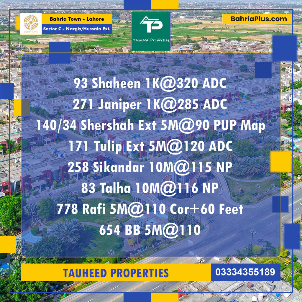 Residential Plot for Sale in Sector C - Nargis/Hussain Ext. -  Bahria Town, Lahore - (BP-174850)