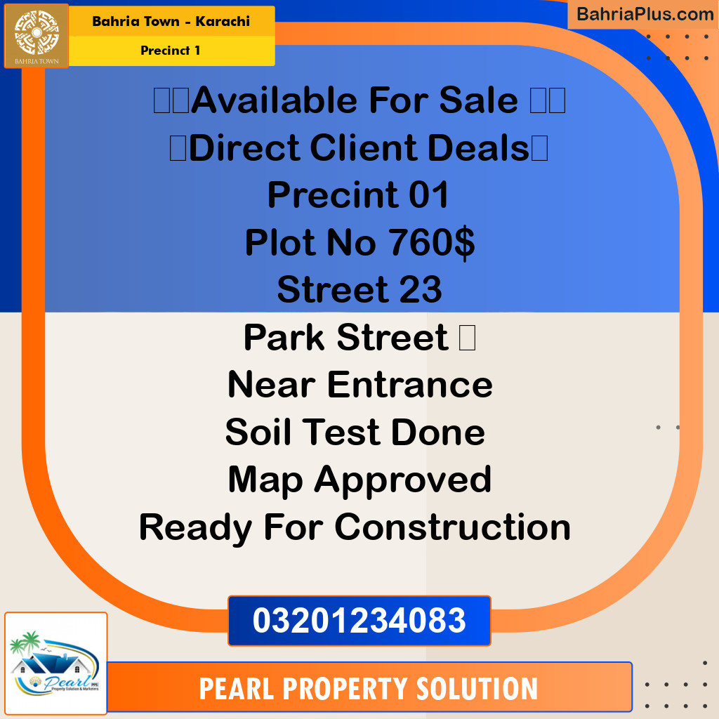 250 Sq. Yards Residential Plot for Sale in Precinct 1 -  Bahria Town, Karachi - (BP-174851)