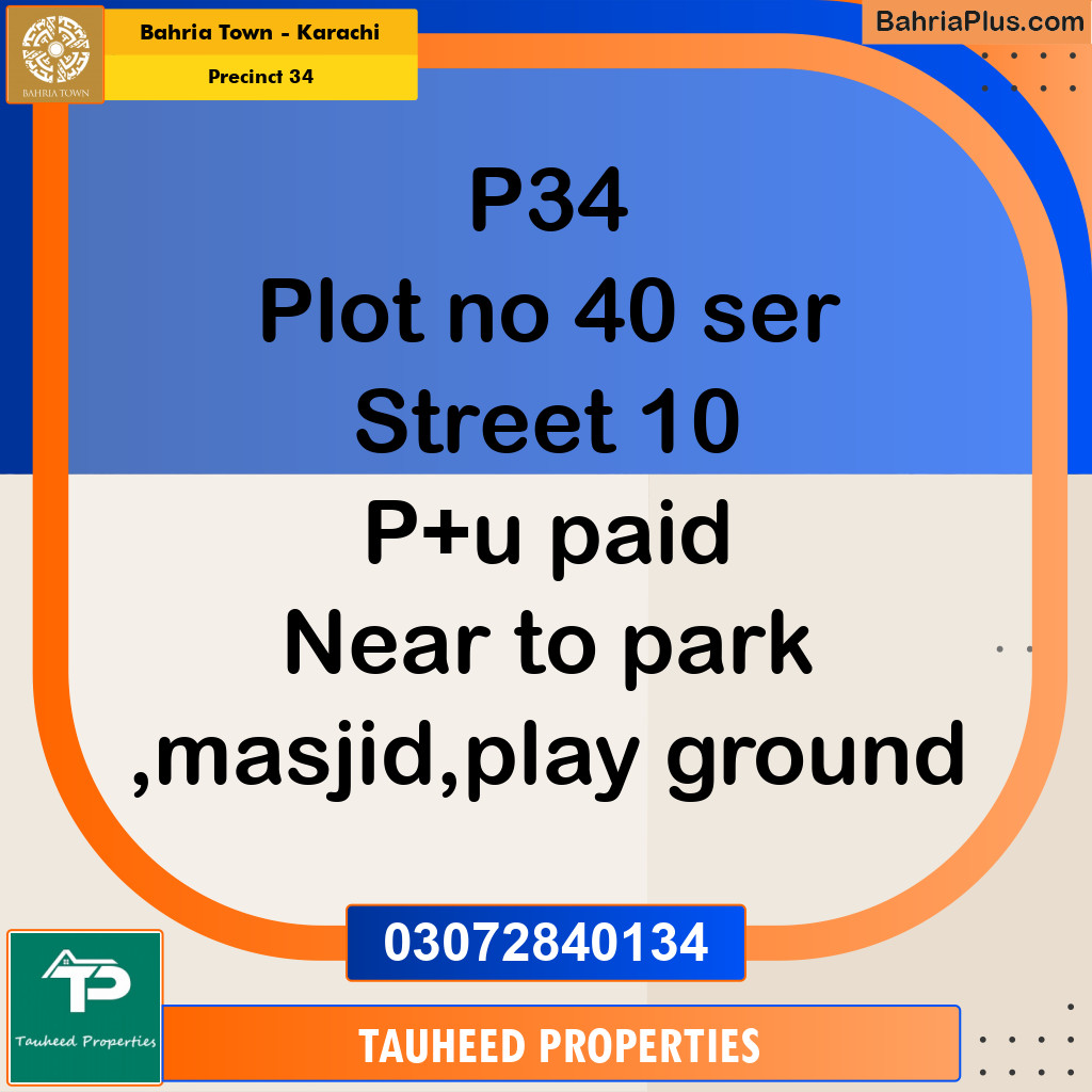 250 Sq. Yards Residential Plot for Sale in Precinct 34 -  Bahria Town, Karachi - (BP-174888)