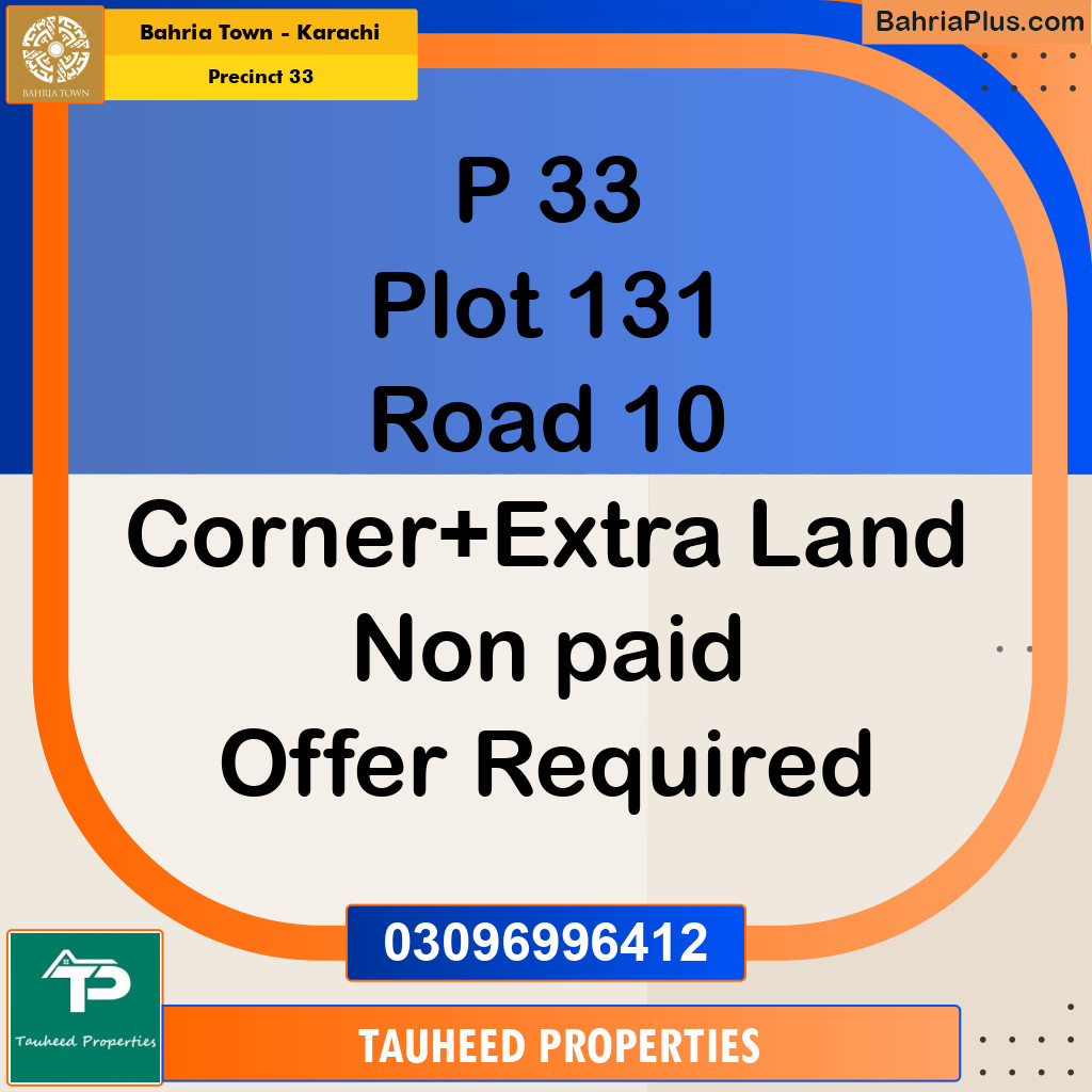 Residential Plot for Sale in Precinct 33 -  Bahria Town, Karachi - (BP-174890)