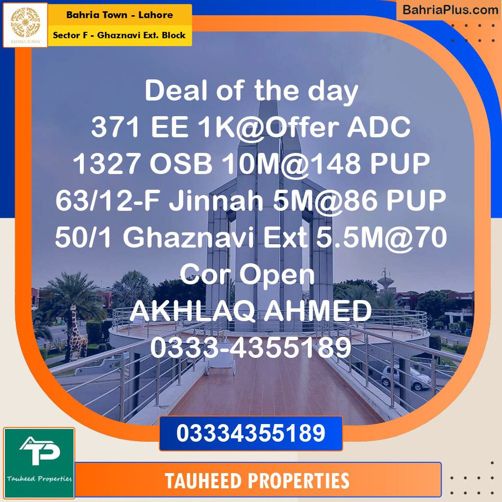 Residential Plot for Sale in Sector F - Ghaznavi Ext. Block - Bahria Town, Lahore - (BP-174893)
