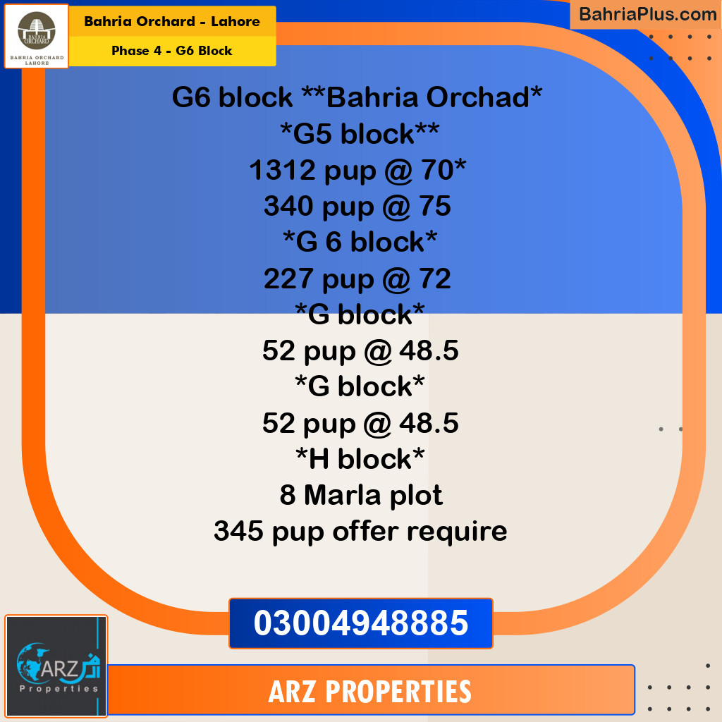 Residential Plot for Sale in Phase 4 - G6 Block -  Bahria Orchard, Lahore - (BP-174900)