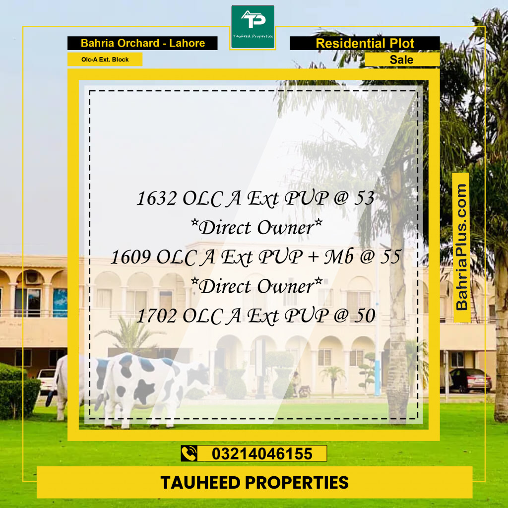 Residential Plot for Sale in OLC-A Ext. Block - Bahria Orchard, Lahore - (BP-174945)
