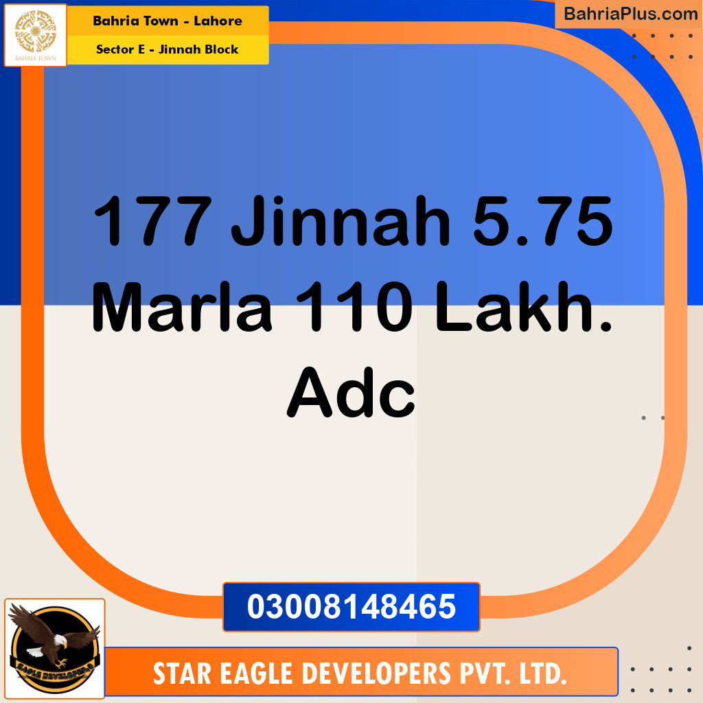 Residential Plot for Sale in Sector E - Jinnah Block -  Bahria Town, Lahore - (BP-174963)