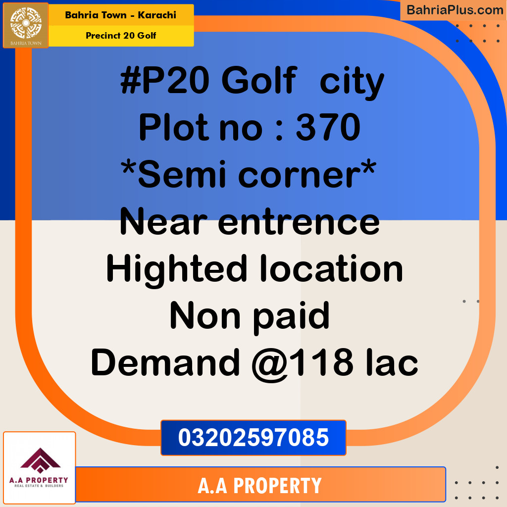 Residential Plot for Sale in Precinct 20 Golf - Bahria Town, Karachi - (BP-174986)