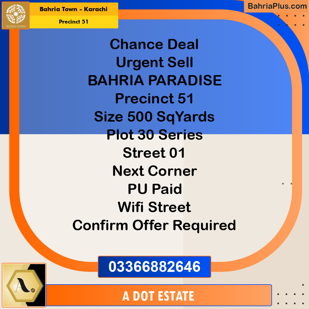 500 Sq. Yards Residential Plot for Sale in Precinct 51 -  Bahria Town, Karachi - (BP-175066)