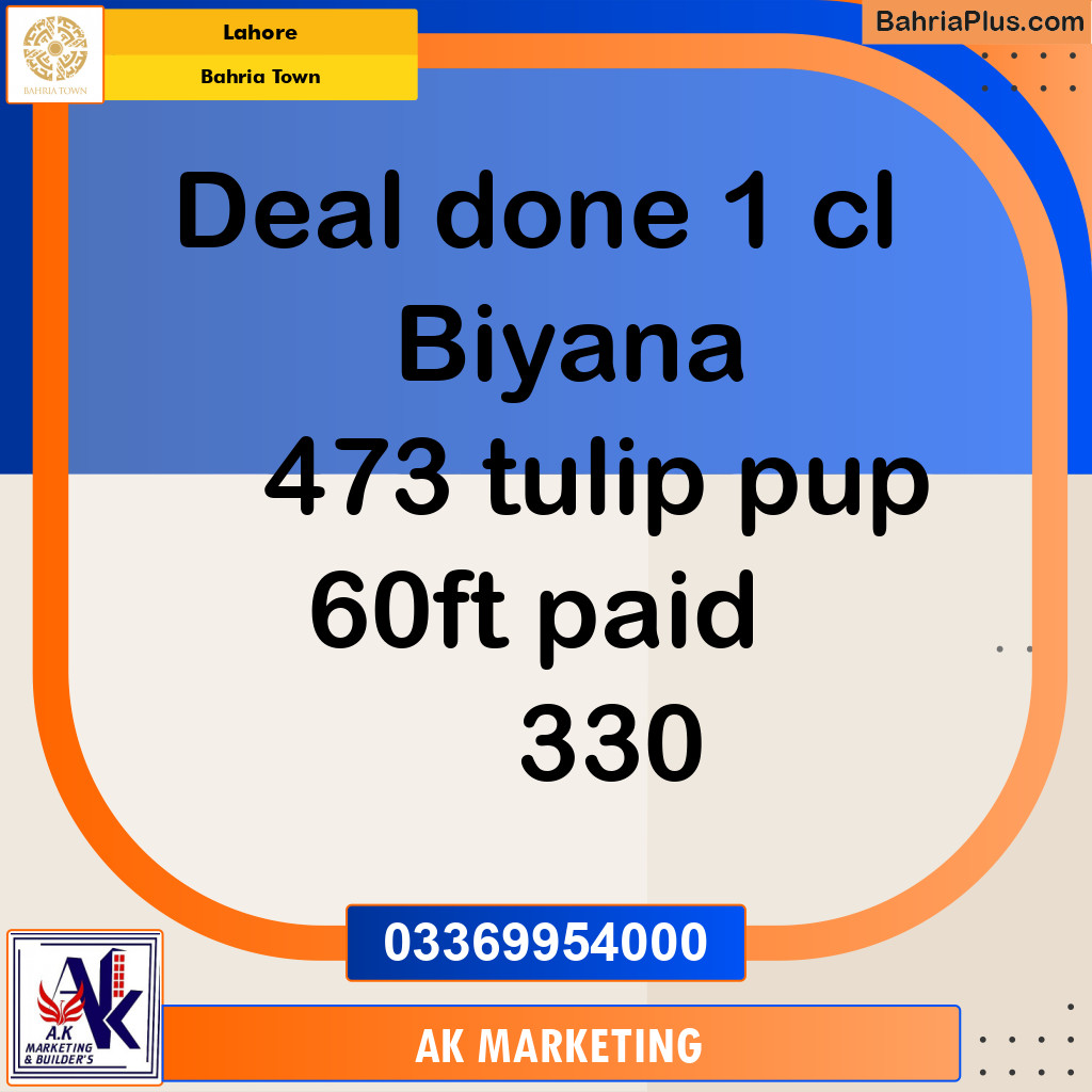 Residential Plot for Sale in Sector C - Tulip Block - Bahria Town, Lahore - (BP-175073)